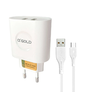 KIT Carregador Turbo Gold Tipo C Gold 4.1A CA21-3, 2 Portas USB