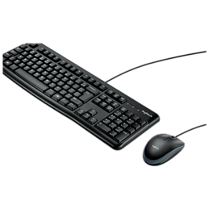 KIT Teclado e Mouse Com Fio Logitech Compacto Preto ABNT2 - MK120