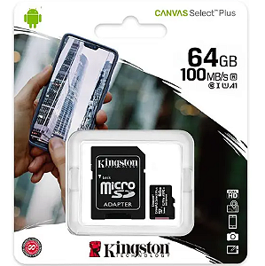 Cartão de Memória 64gb Micro SD Card Kingston Classe 10 - SDCS2/64GB