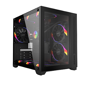Gabinete Gamer PCYES Forcefield Black Vulcan, Frontal e Lateral em Vidro, S/ FAN - GFFBVP