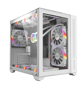 Gabinete Gamer PCYES Forcefield White Ghost, Frontal e Lateral em Vidro, S/ FAN - GFFWGP