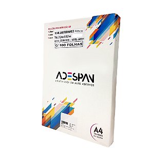 Vinil para Impressão Laser Branco Fosco 100 Folhas A4 210x297 Adespam