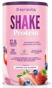 Shake Protein Morango C Blueberrry 450g - Sanavita