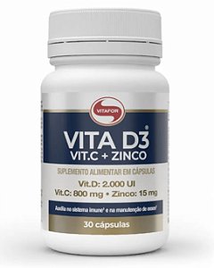 Vitamina D3 + C + Zinco 30 Caps 1000mg - Vitafor