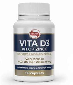 Vitamina D3 + C + Zinco 60 Caps 1000mg - Vitafor