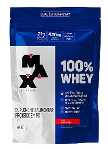100% Whey Refil 900g Morango - Max Titanium