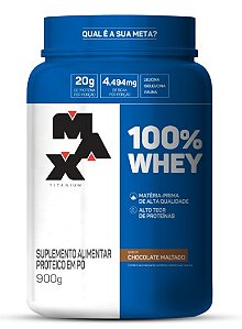 100% Whey Chocolate Maltado 900g - Max Titanium