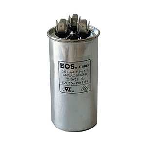 CAPACITOR DUPLO 50+4 MFD 440V C/TERMINAL 50 X 100  CORPO ALUMINIO