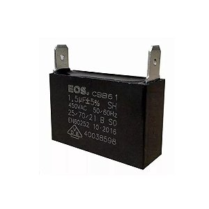 CAPACITOR 1.5 MFD 450V  C/ 2 TERMINAIS 37 X 11 X 25 CAIXA EOS