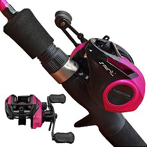 kit Pesca Feminino Rosa Pink Vara e Carretilha 11 Rolamentos