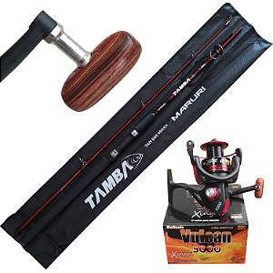 Kit Profissional de Pesca Vara Tamba Molinete 5000 Alumínio Kit para Pesqueiro Vara e Molinete 80 Libras