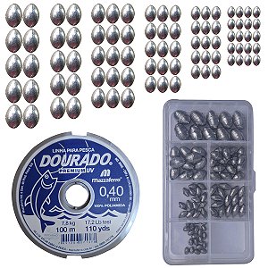 Kit Chumbada de Pesqueiro Com Estojo Organizador E Linha 0.40mm