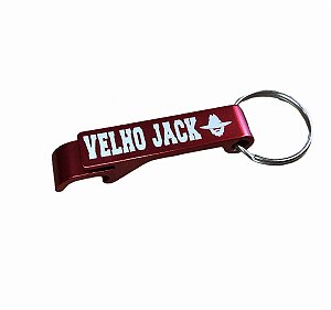 Chaveiro abridor de garrafas Velho Jack vermelho