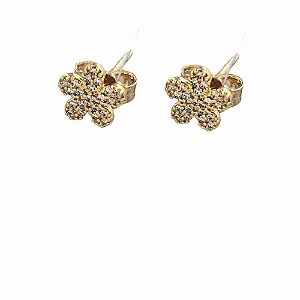 Brinco  Folheado 18k  Florzinha em Zirconia