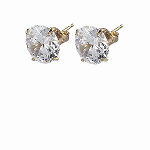 Brinco Folheado 18k Solitario em Zirconia G