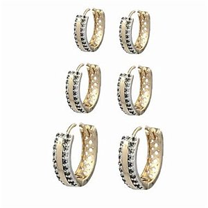 Brinco Folheado 18k Trio com Faixas em Zirconia G