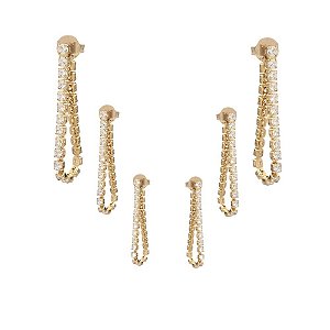 Brinco Folheado 18k Trio Riviera