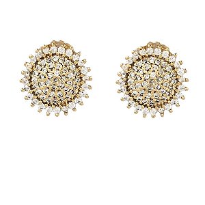 Brinco Folheado 18k Circulo em Zirconia