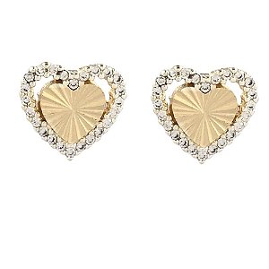 Brinco Folheado 18K Coração com Detalhes em Zirconia