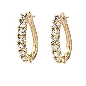 Brinco Folheado 18k Oval com Zirconia Frontal