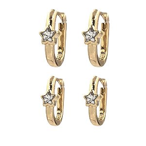 Brinco Folheado 18k Duplo Oval com Estrela em Zirconia