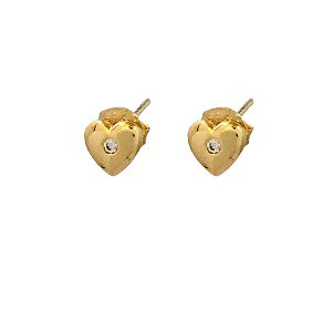 Brinco Folheado 18k Coraçao Liso com Pontinho em Zirconia