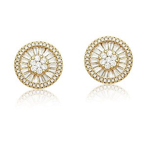 BRINCO FOLHEADO 18K PIZZA REDONDO