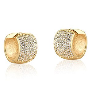 BRINCO FOLHEADO 18K ARGOLA EM ZIRCONIA