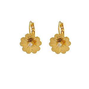 Brinco Folheado 18K Gancho c/ Flor P