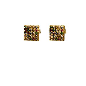 Brinco Folheado 18k Quadrado c/ Zirconia