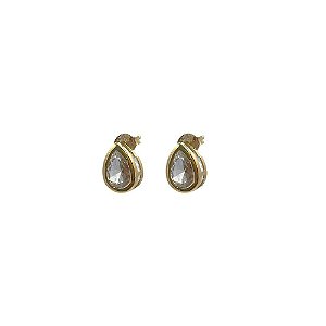 Brinco Folheado 18k gota zirconia