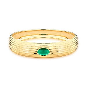 BRACELETE COM CRISTAL OVAL TEXTURIZADO LISO