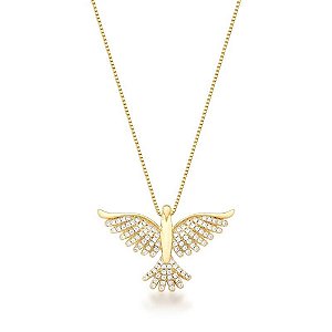 COLAR COM PINGENTE DE ESPÍRITO SANTO BANHADO A OURO