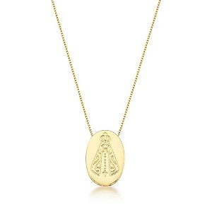 CORRENTE COLAR COM PINGENTE NOSSA SENHORA APARECIDA BANHADO A OURO
