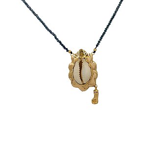 COLAR FOLHEADO 18K PEDRA CRISTAL BULG  BUZIO PENDULO MAO FURTACOR