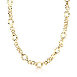 CORRENTE FOLHEADA 18K LISO ELO INTERCALADO TRANCADO