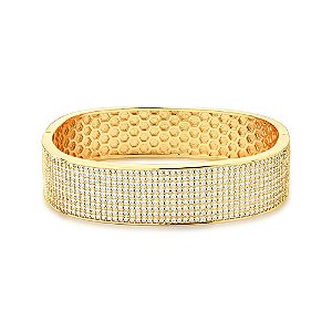 BRACELETE FOLHEADO 18K  LARGO EM ZIRCONIA