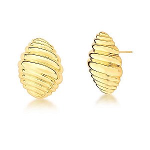 Brinco Folheado 18K Trabalhado Croissant G
