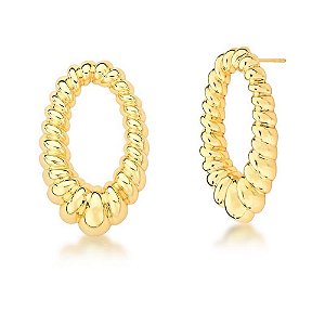 Brinco Folheado 18K Trabalhado Curvo Croissant