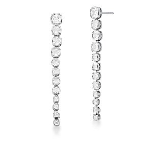 Brinco em Rodio 12 Pedras  Pendulo Quadrado