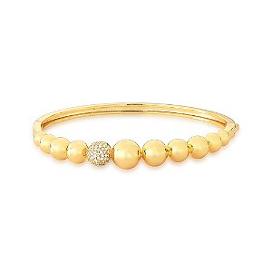 BRACELETE BAN. DOURADO CRAV. ZIRC  BRANCA FRENTE BOLA