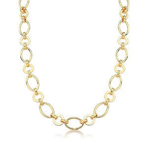 CORRENTE BAN. DOURADO LISO ELO OVAL/REDONDO TRABALHADO INTERCALADO 
FECHO BOIA 13X19MM 45CM