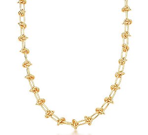 CORRENTE BAN. DOURADO LISO ELO INTERCALADO NOZINHO 6X12MM 45CM