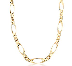 CORRENTE BAN. DOURADO LISO ELO OVAL  INTERCALADO FECHO TRAVA 11X15MM