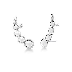 BRINCO BAN. A RODIO CRAV. ZIRC BRANC DENTE DE SABRE EAR CUFF 4 BOLA