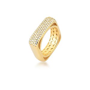 ANEL PEQUENO ZIRCONIA FRENTE QUADRADO 5 LINHA INTERNO TRABALHADO