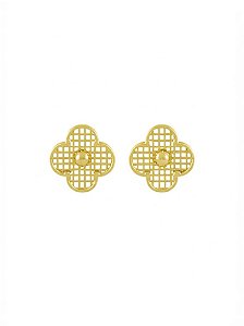 BRINCO FOLHEADO 18K FLOR VAZADA