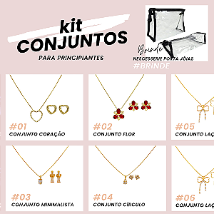 Kit 5 Conjuntos Folheados – Brincos + Colares (Modelo CJ0129)