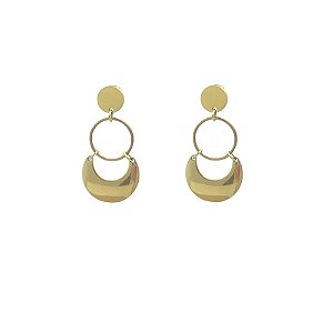 Brinco em Aço Banho Dourado Circulos Lisos e Vazados