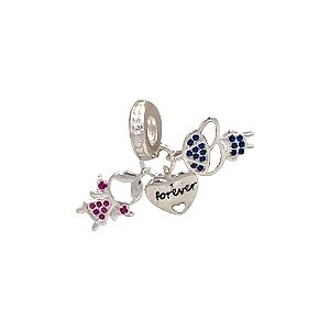 Berloque de Prata  Menino e Menina